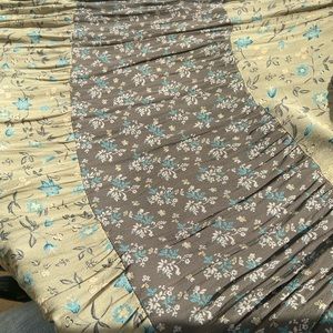 Vintage Dress Small light, green, small blue floral, print, long wide skirt!